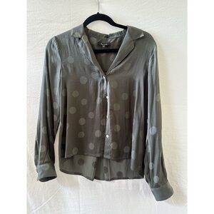 Madewell Olive Polka Dot Blouse